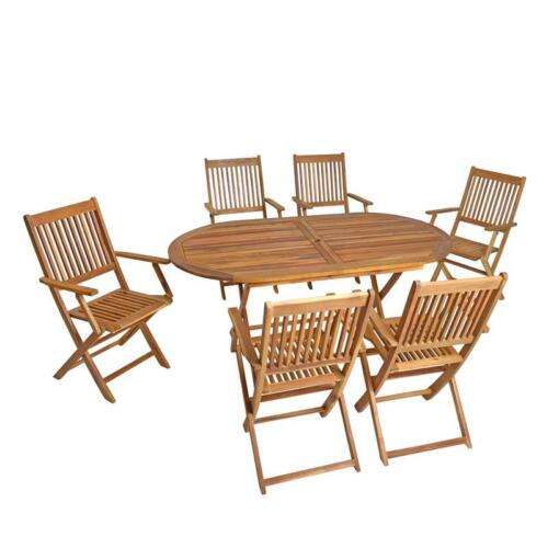 Gartentisch 6 Stühle mit Armlehnen klappbar
