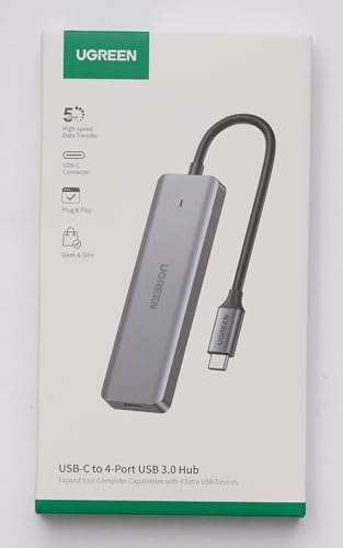 UGreen USB C Hub mit 4 Ports USB 3.0 OTG Adapter USB C Verteiler mit USB C Stromversorgung-Port kompatibel (15cm) - Prime