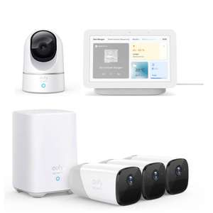 Eufy eufyCam 2 Pro 3+1 Kit Kamera-Set + Google Nest Hub (2. Generation) + gratis eufy Solo IndoorCam Pan & Tilt