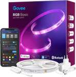 [Prime] Govee RGB Basic 15m smarter LED-Strip (H615C) | 18 LEDs/m | WLAN | Bluetooth | App | Alexa / Google Assistant | Music Sync