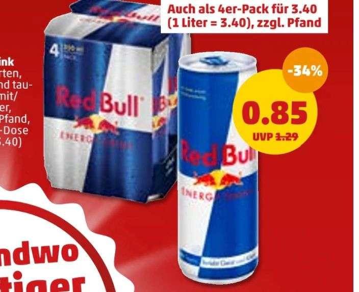 [Penny] Red Bull Energy 250ml Dose oder 4er Pack 3,40€