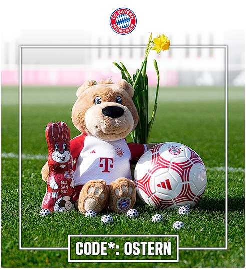 [FC Bayern München | Stores & Shop] 10 € Rabatt im Fanshop mit dem Code "Ostern", ab 50 € MEW (Im Onlineshop VSK Frei ab 80 €) 16-18.03.24