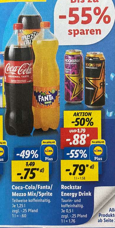 mydealz Fanta, Coca-Cola, Mezzo-Mix, Lidl Energy Sprite, Plus 1,25l | /Rockstar