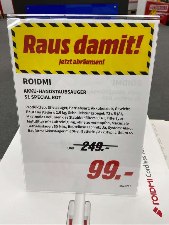 Lokal Media Markt Hannover: Roidmi S1 Special Staubsauger
