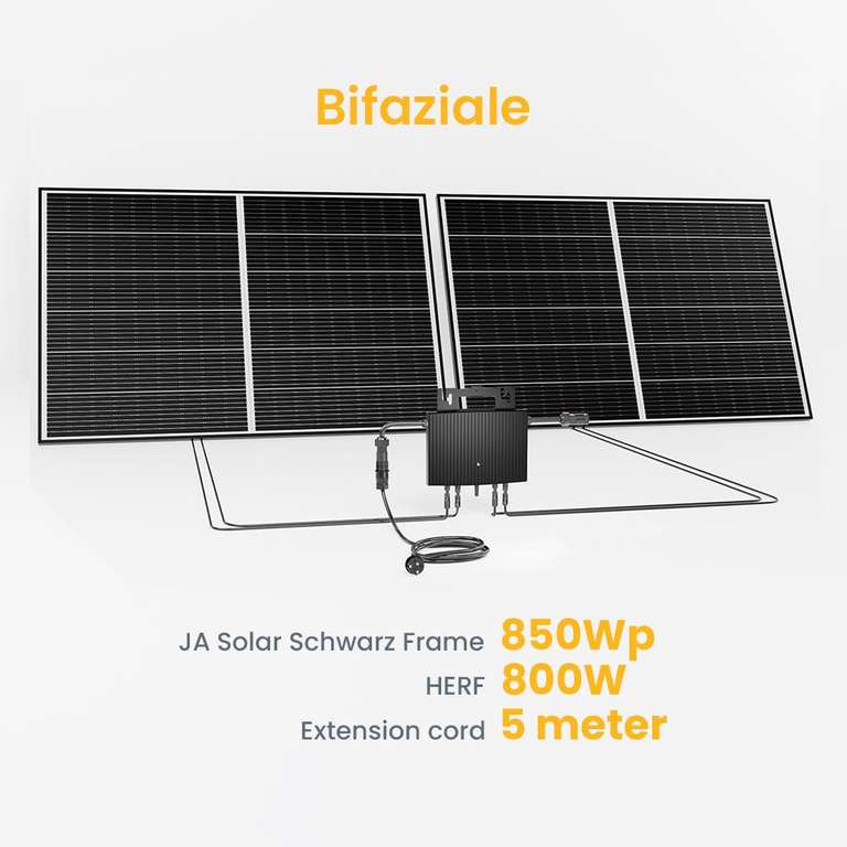 (Sammeldeal) Balkonkraftwerk 800W HERF Wechselrichter, JA Solar Solarmodul 830/850/860Wp Bifaziale Deal ab 249€