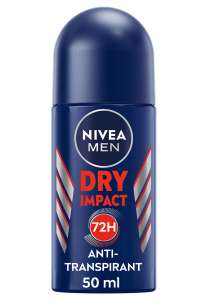 NIVEA MEN Dry Impact Deo Roll-On (50 ml), Anti-Transpirant für ein trockenes Hautgefühl, 72h Schweiß-Schutz und Dual-Active-Formel