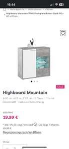 Preisfehler? Highboard Mountain Weiß Hochglanz/Beton-Optik 90 x 87 x 37 cm
