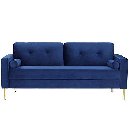 Songmics Vasagle 3-Sitzer Sofa blau (181 x 82 x 86 cm, Max. statische Belastbarkeit insgesamt: 300 kg, Bezug aus Samt)