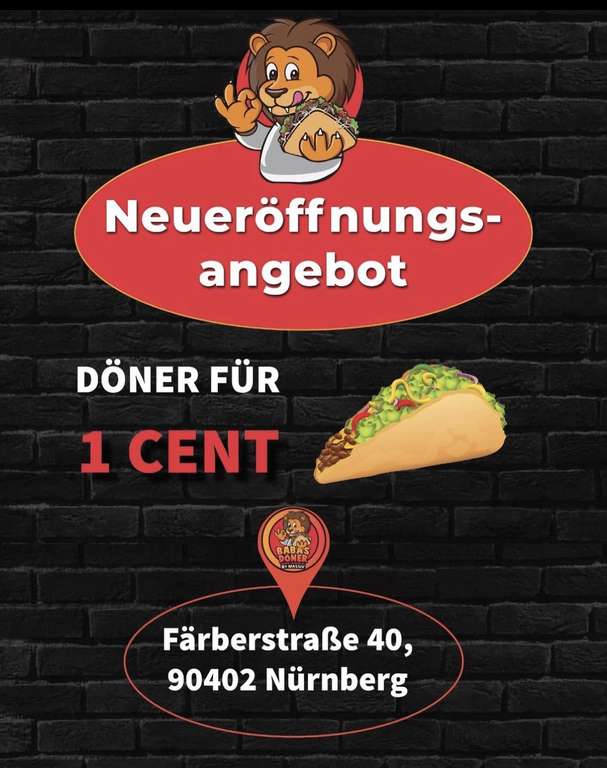 Lokal - 1 Döner für 1 Cent! Baba‘s Döner Nürnberg