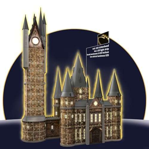 [Prime] Ravensburger 3D Puzzle 11551 - beleuchtetes Harry Potter Hogwarts Schloss - Astronomieturm - Night Edition (540 Teile)