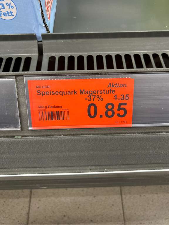 Magerquark 500g 0,85€ Milsani Aldi Nord