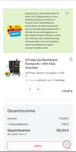 El Fuego Portland XL + 80 EUR in Filialgutscheinen (eff. 102,94 Euro)