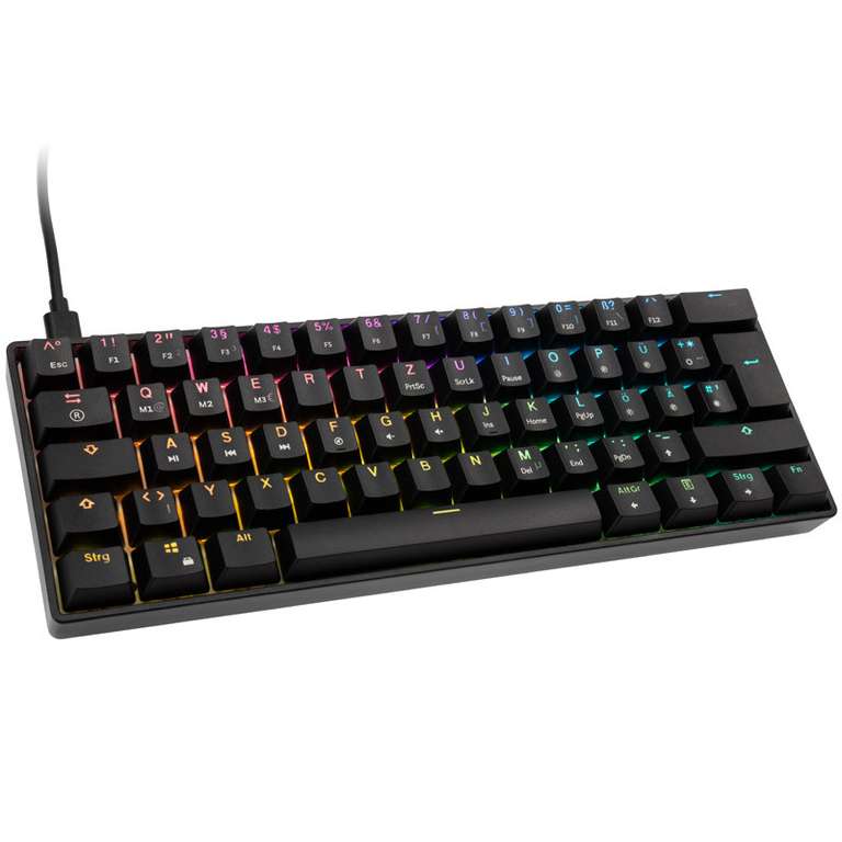 HK Gaming - GK61 mechanische Gaming Tastatur, Gateron Optical Blue - DE/ QWERTZ - schwarz