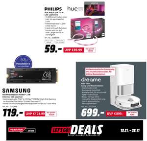 Philips Hue Lightstrip Plus Basis-Set V4 2+1m für 59€ | Dreame L10s Ultra 699€ | Samsung 980 Pro 2TB SSD Heatsink 119€ (107,10€ via Klarna)