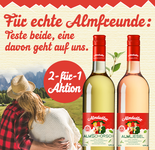 2 für 1 Almdudler ALMSchorsch & ALMLiesel 0,75l Flaschen (Cashback-Aktion)