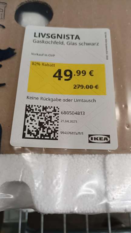 [IKEA Fundgrube - Walldorf] LIVSGNISTA Gaskochfeld, Glas schwarz 49.99