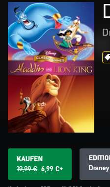 [Xbox] Disney Klassische Spiele: Aladdin und Der König der Löwen - digitaler Kauf - Xbox One / Series S, X - Island nur 4,35€