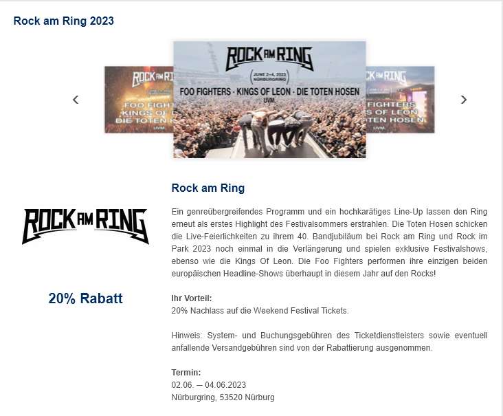(CB) Rock am Ring / Rock im Park 20 % Rabatt über Corporate Benefits