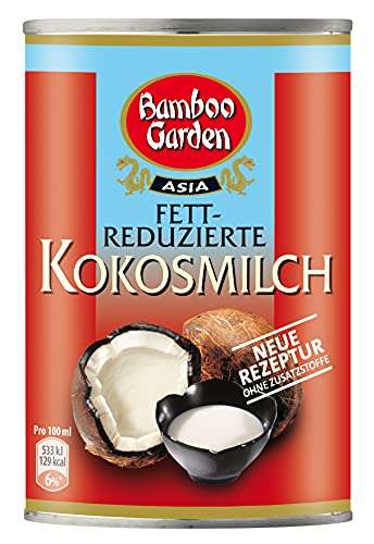 400 ml Bamboo Garden Kokosmilch, fettreduziert für 1,27€ (Prime Spar-Abo)