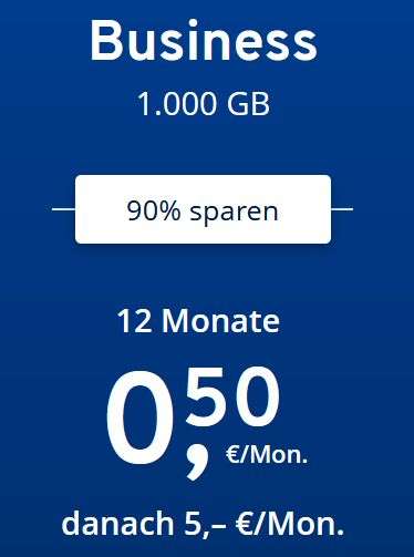 Ionos HiDrive Cloud Speicher Business 1TB (1000GB) 12 Monate für 0,50 € / Monat