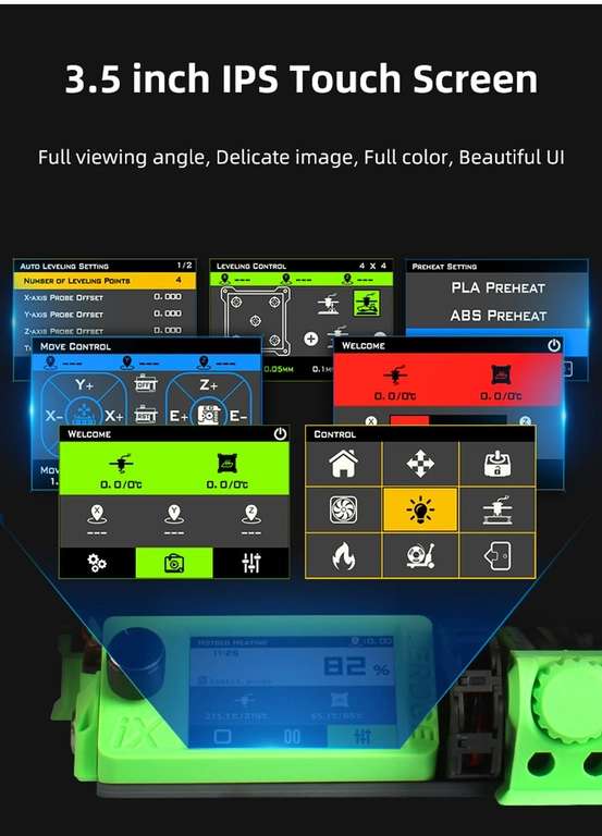 Lerdge iX 3D-Drucker Bausatz (18x18x18cm Druckfläche, 240°C Düse & 100°C Magnet-Druckbett, TMC2226, USB, 3.5" Touchscreen)