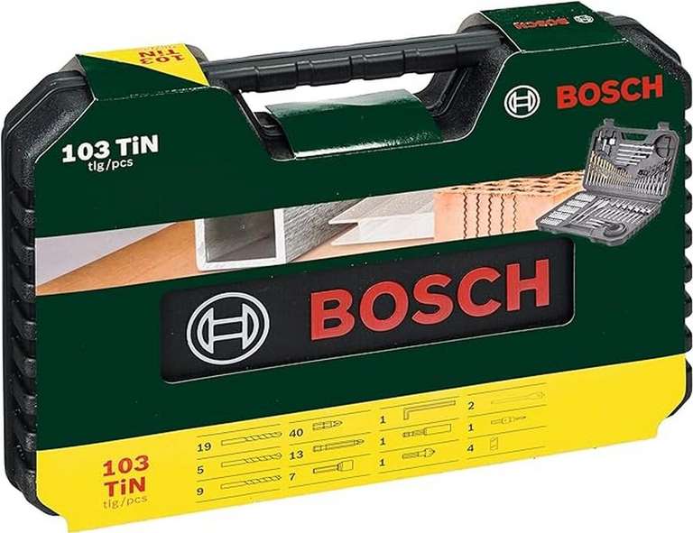 [Prime] Bosch Accessories Bosch 103tlg. Titanium Bohrer- und Schrauberbit-Set (für Holz, Stein und Metall, Lochsägen und Flachfräsbohrer)