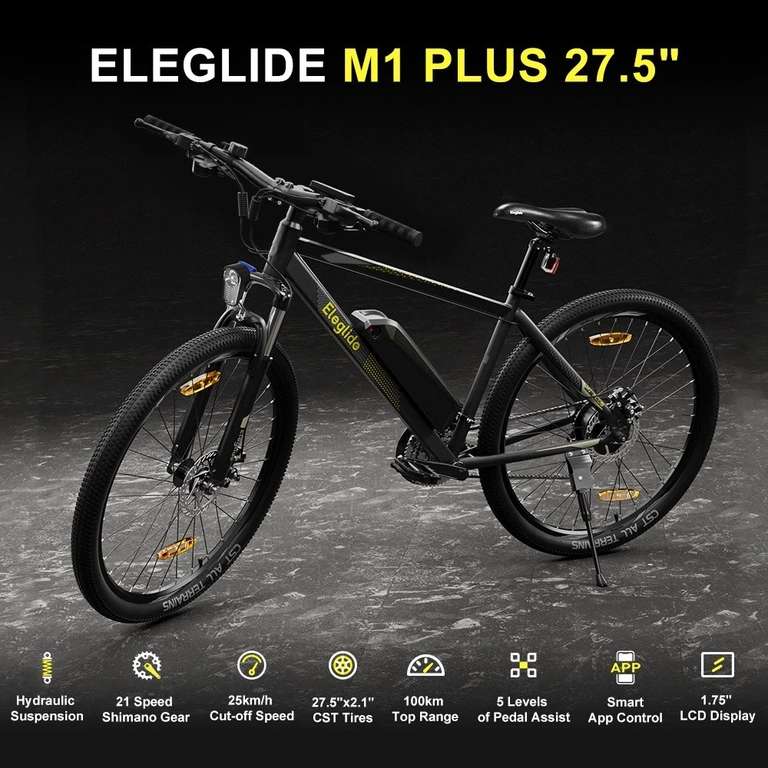 Eleglide M1 Plus E-Bike E-Mountainbike 27,5 Zoll Elektrofahrrad mit 36V 12.5Ah Akku, EU-konform ( günstiger mit Paypal)