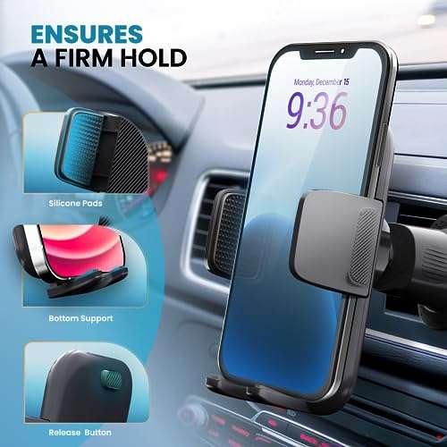 PORTENTUM Handyhalterung Auto, 360° Drehbar Handyhalter fürs Auto mit  EIN-Knopf-Release, Amaturenbrett Glasscheibe KFZ (Prime)