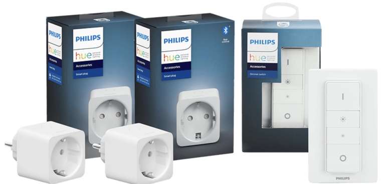 PHILIPS Hue Smart Plug 2-er Pack inkl. Hue Dimmschalter Set