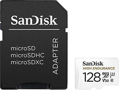 SANDISK High Endurance, Micro-SDXC Speicherkarte, 128 GB, 100 MB/s, IP & dash cams up 10,000 Stunden 4KVideos, Class 10 U3 V30 '(Prime/SaMM)