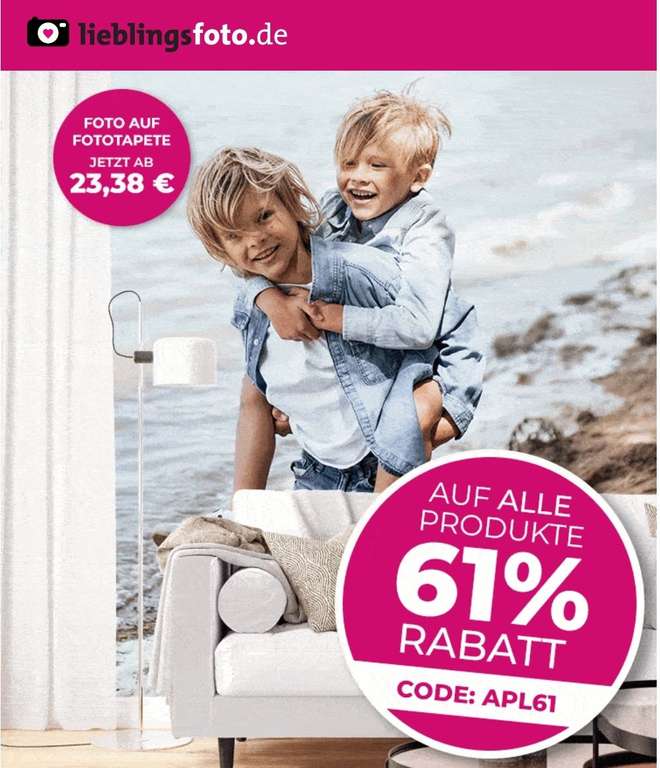 61% Rabatt auf alle Produkte von Lieblingsfoto.de bei 6,99€ Versand