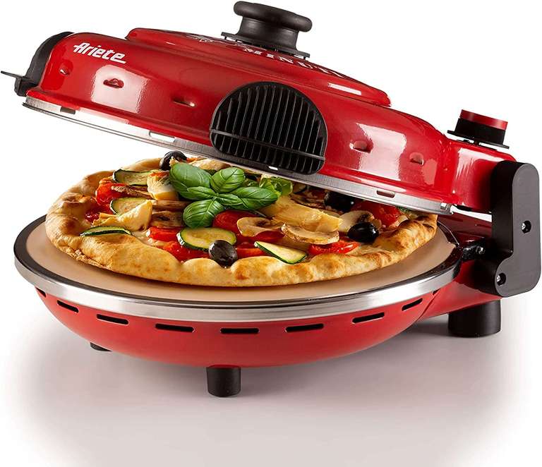 [Prime Day] Ariete Forno Pizzaofen 919, 4-Minuten-Pizza, Pizzaofen mit 5 Garstufen, Max. Temperatur 400°C, 1200W, Rot