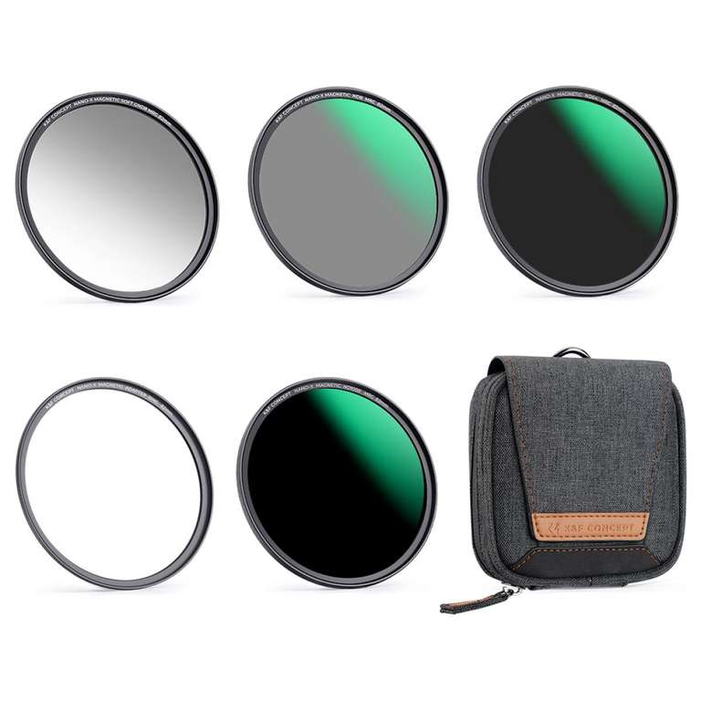 K&F Concept Magnetisches Filter Set mit Magnetic Adapter Ring und Filtertasche Nano-X Serie - GND8+ND8+ND64+ND1000 - 67 mm