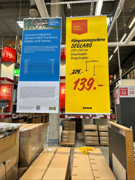 [IKEA Frankfurt] Hängesonnenschirm/Ampelschirm Seglarö +15€ Gutschein