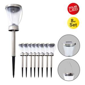 Näve Outdoor LED Leuchten bei Kaufland für 19,94€ inkl. Versand | Solarleuchte | 8er-Set | LED Deko Solarleuchte | Stahl-Blank