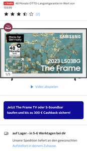 Samsung The Frame 65“ 1004,60€ mit CB