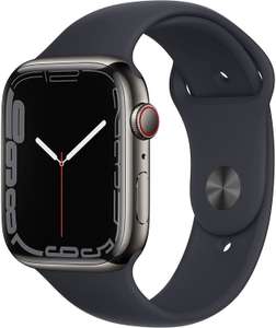 [Amazon Italien] Apple Watch Series 7 GPS + Cellular, 45 mm Edelstahlgehäuse Graphit, Sportarmband Mitternacht