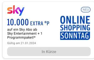 Sky Entertainment Paket Plus 1 Payback 10000 Punkte (100€) nur heute