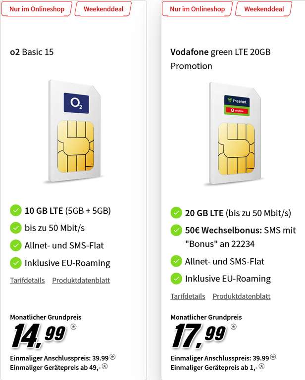 O2/Vodafone Netz: Samsung Galaxy S23 FE im Allnet/SMS Flat 10/20GB LTE für 14,99€/17,99€/Monat, 1€/49€ Zuzahlung