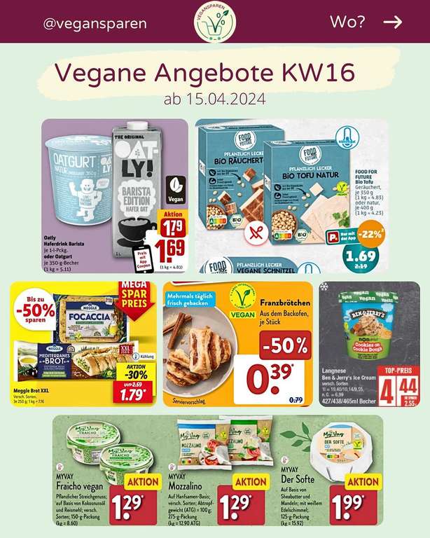 Vegane Angebote im Supermarkt & vegan Sammeldeal (KW16 16.04. - 21.04.)