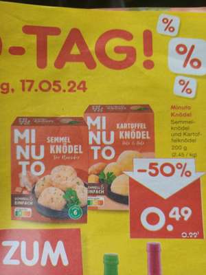 Netto Marken-Discount: Heute Knödel zum halben Preis->> Semmel oder Kartoffelknödel / 200g Packung von 'Minuto'