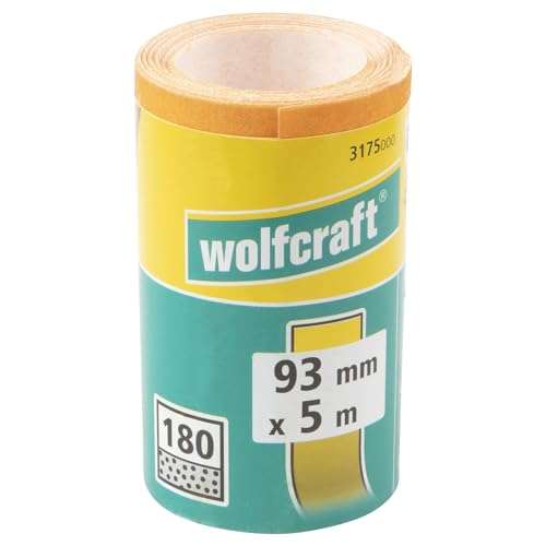 wolfcraft 1 Schleifpapier auf Rolle K180 5m x 93mm (Prime)