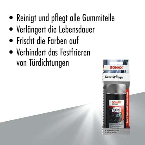SONAX GummiPfleger mit Schwammapplikator (100 ml) reinigt, pflegt & hält alle Gummiteile elastisch, Art-Nr. 03400000 (Prime)