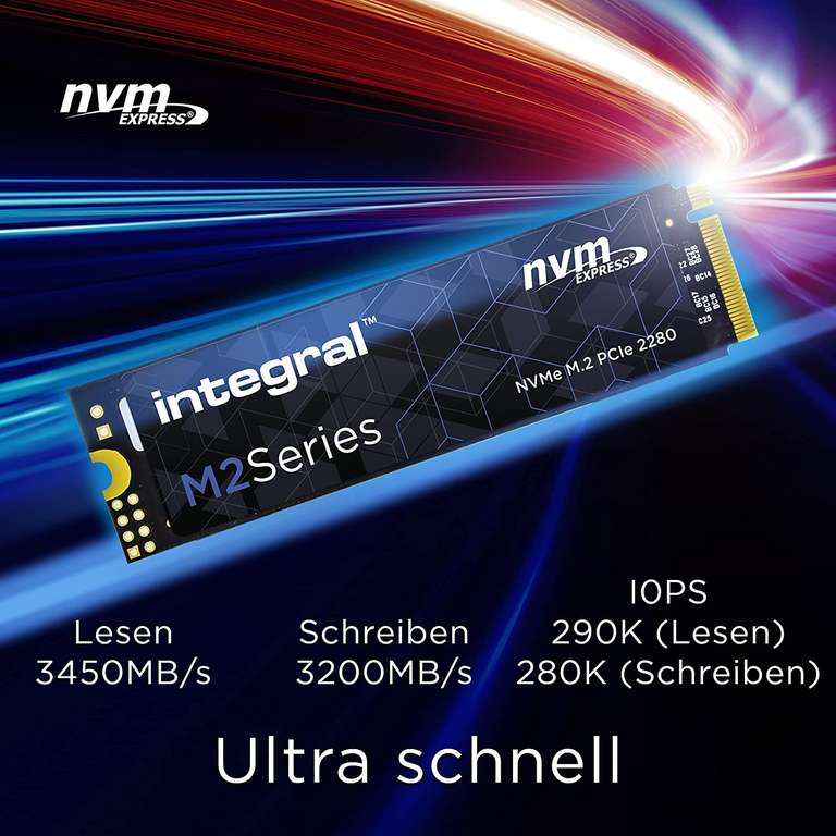Integral SSD 1TB NVME M.2 2280 PCIe Gen3x4 R-3450MB/s W-3200MB/s TLC M1 Solid State Drive