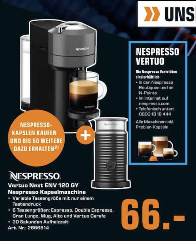 [SATURN/MM] DELONGHI VertuoNext ENV120.GY Nespresso Kapselmaschine inkl. Aeroccino Milchaufschäumer + 50 Kapseln
