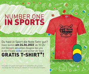 [Intersport Drucks | Lokal] Gratis T-Shirt am 24.06.2022 für 1er Schüler im Fach Sport bei Zeugnisvorlage