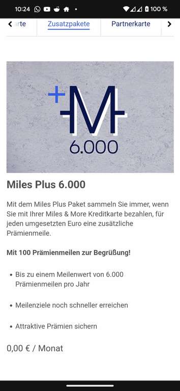 [Miles & More Kreditkarte] Miles Plus 6000 Paket gratis / Preisfehler?