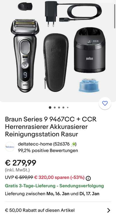 Braun Series 9 Pro - 50€ Braun Cashback