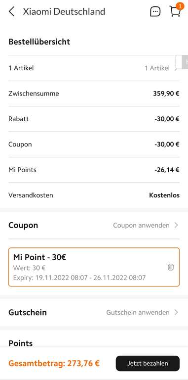(MI.COM App) Xiaomi Pad 5 (Kombi aus Mi Punkte/Gutschein & Sofort Abzug) (personalisiert)
