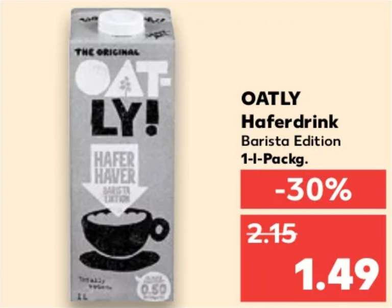 Oatly Haferdrink Barista Edition vegan 1-L-Packung für 1,49 - 1,59 € je nach Region